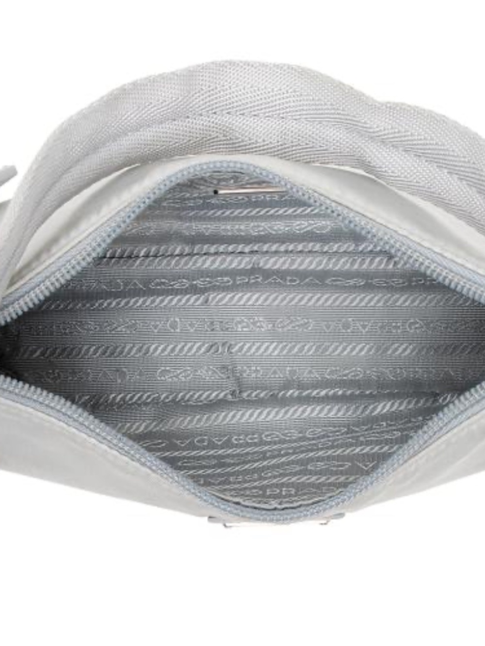 PRADA Re-Edition 2000 Mini Hobo silver gray small nylon bag underarm purse Y2k - Picture 11 of 15